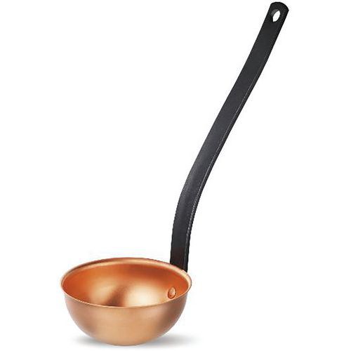 Louche En Cuivre Massif D 11cm Manche Acier 29.5cm