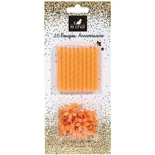 Bougie Anniversaire X 20 + 20 Supports Pêche