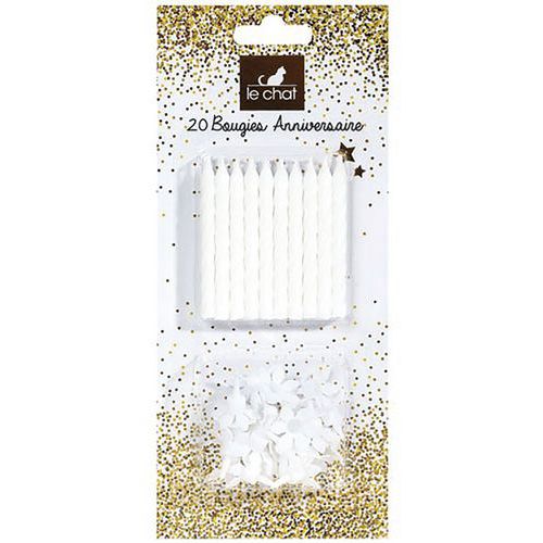 Bougie Anniversaire X20 + 20 Supports Blanc