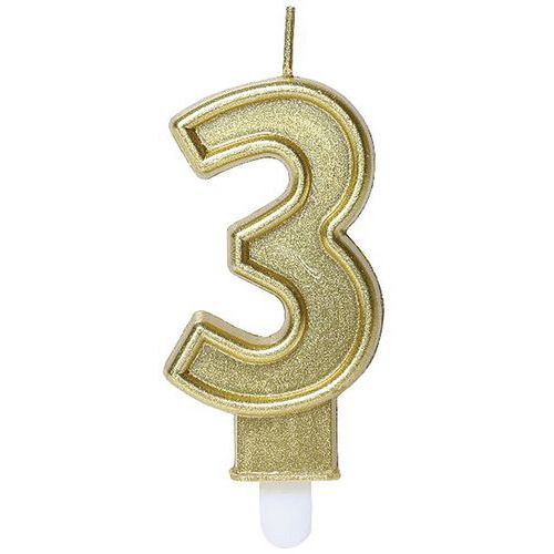 Bougie Chiffre Anniversaire N° 3 Assortis