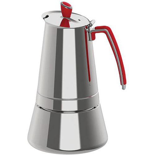 Cafetière Italienne Induction 4 Tasses Futura Poignée Roug