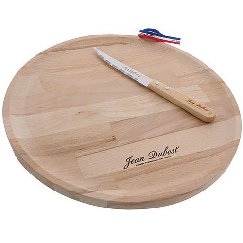 Plateau Pizza Bois 33cm + Couteau