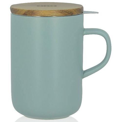 Tisanière 475ml Gris Perlé Avec Couvercle Bois