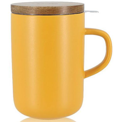 Tisanière Grès 475ml Jaune Avec Couvercle Bois