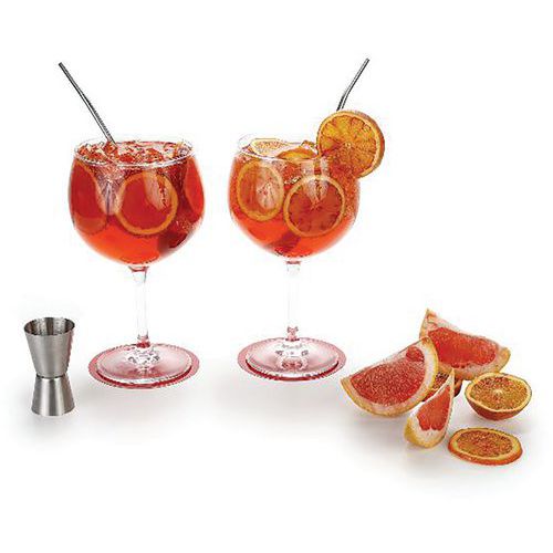 Set Verres à Pied Cocktail + 2 Pailles + Doseur