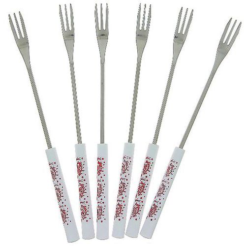 Fourchettes Fondue Savoyarde Manche Chalet Rouge X6