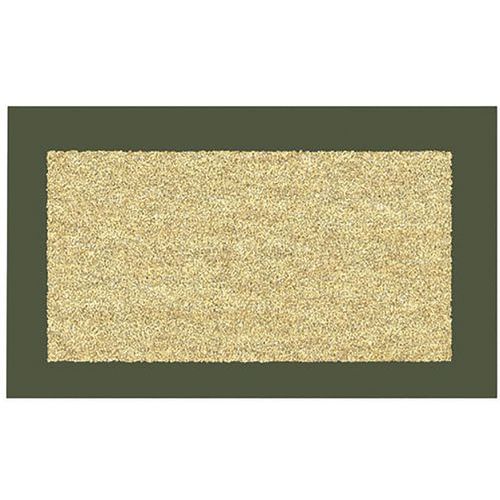 Tapis Coco Blanchi 40x70 Cm Épaisseur 15 Mm Bord Kaki