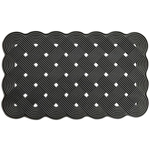 Tapis Tresse Caoutchouc Noir 45x75cm Épaisseur 6mm Antidérapant et Accessible PMR