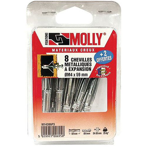 Cheville Molly 4x59mm+vis M4 C/10 Coque