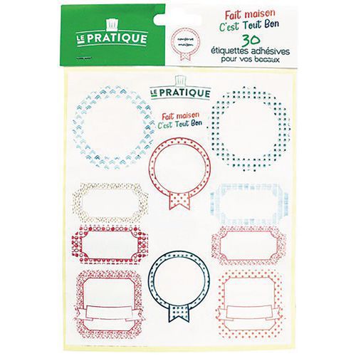 Sachet 10x3 Ã‰tiquettes Adhésives Assorties Pour Conserves