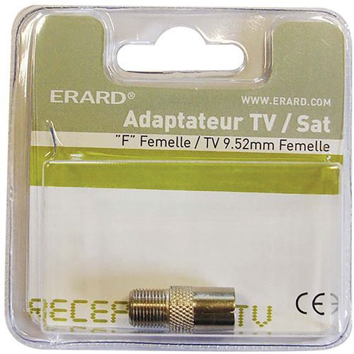 Adaptateur Fiche Satellite Femelle/ Tv Femelle 9.52mm S/cart