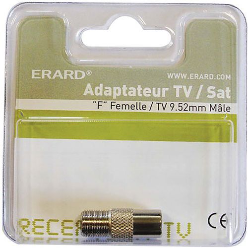 Adaptateur Fiche Satellite Femelle/ Tv Mâle 9.52mm Sur Carte