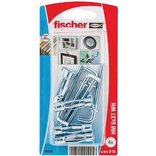 Cheville Corps Creux Crochet Hm 5x37h Blister De 4