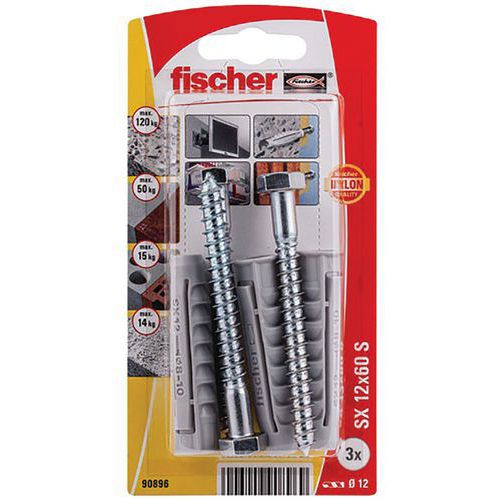 Cheville Nylon Collerette Sx 12x60 S Blister X3