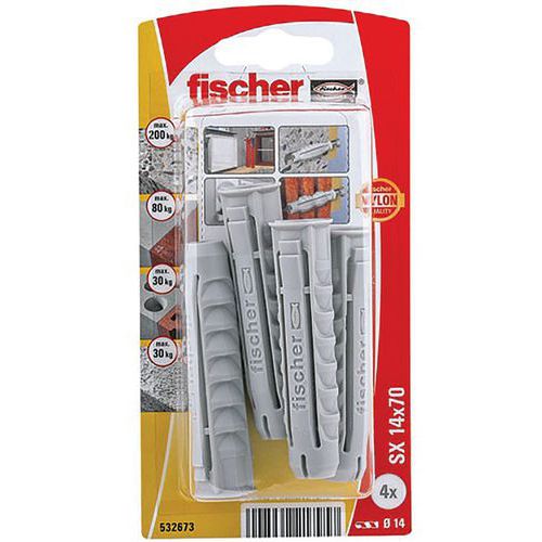 Cheville Nylon Collerette Sx 14x70 Blister De 4