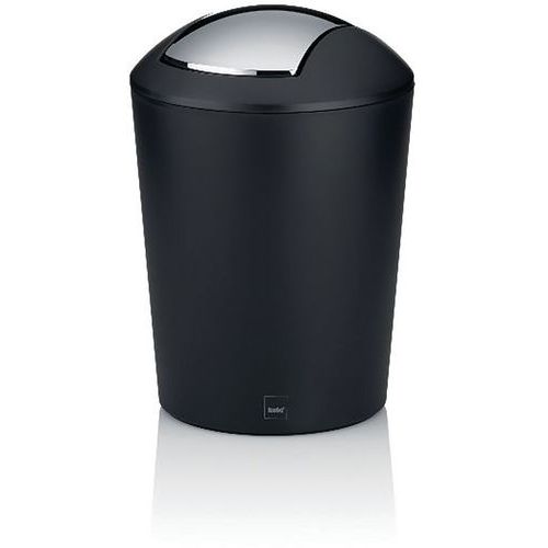 Kela - Poubelle Marta 1.7L Noire - Plastique - Ouverture Basculante - Compacte et Hygiénique