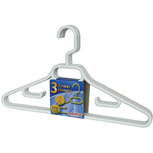 Cintres X3 Adulte Crochet Tournant Plastique 43cm Bleu