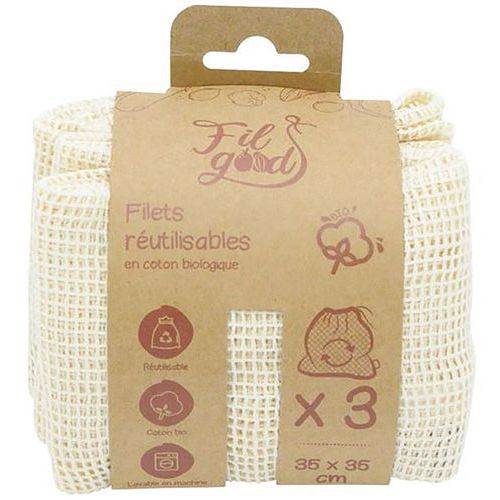 Filet Bio Fruits Et Légumes Réutilisable 35x35cm X3