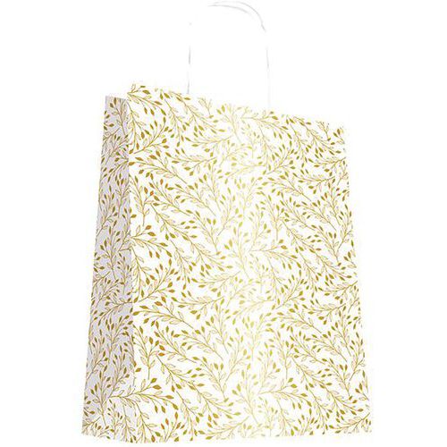 Sac Cabas Kraft Blanc Or 32x42cm