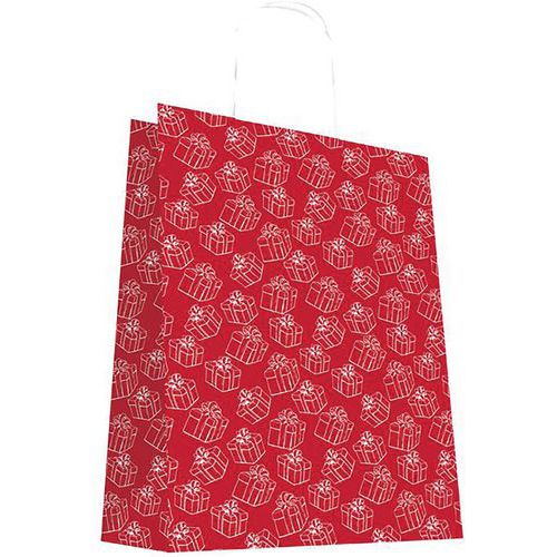 Sac Cabas Kraft Rouge 32X42Cm - Les Couleurs De L Em