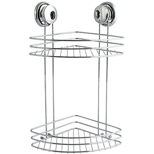 Etagère D'angle 2 Niveaux Ventouse Chrome
