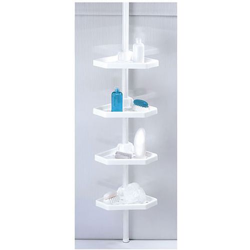 Serviteur De Douche Plastique D'angle Blanc Télescopique