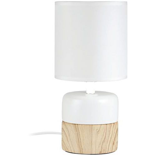 Lampe De Chevet Ceramique Wood Blanc/naturel