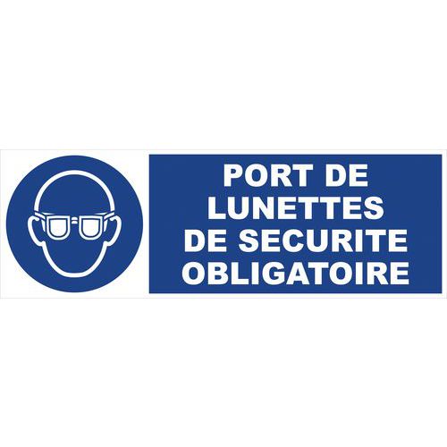 Panneau d'obligation - Port de lunettes de sécurité obligatoire - Rigide Panneau d'obligation - Port de lunettes de sécurité obligatoire - Rigide