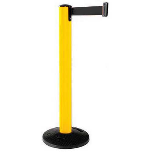 Beltrac - Poteau de balisage extérieur sangle noire poteau jaune 970mm - Idéal chantier, entrepôt, parking