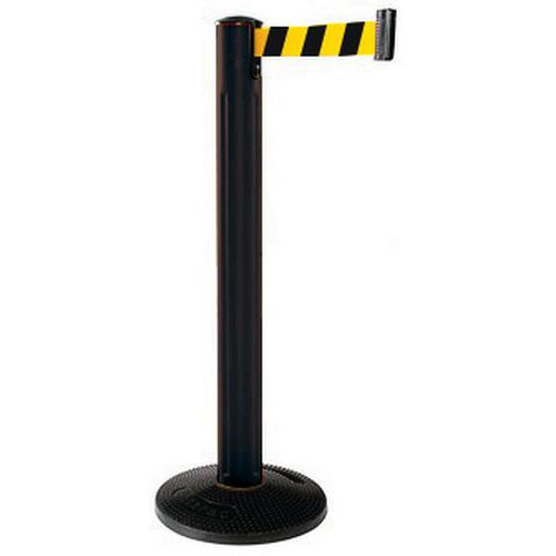 Beltrac - Poteau de balisage extérieur sangle noir/jaune - 970 mm - Usage chantier, entrepôt, parking - Éco-responsable