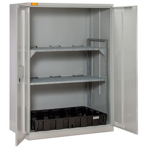 Armoire à Fût 14/20 Avec Rayonnage Et Bac De Rétention 120 L