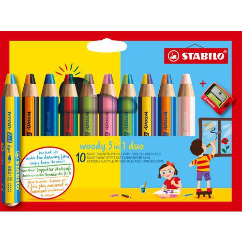 Etui de 10 crayons multi-talents STABILO woody 3 in 1 duo thumbnail image 1