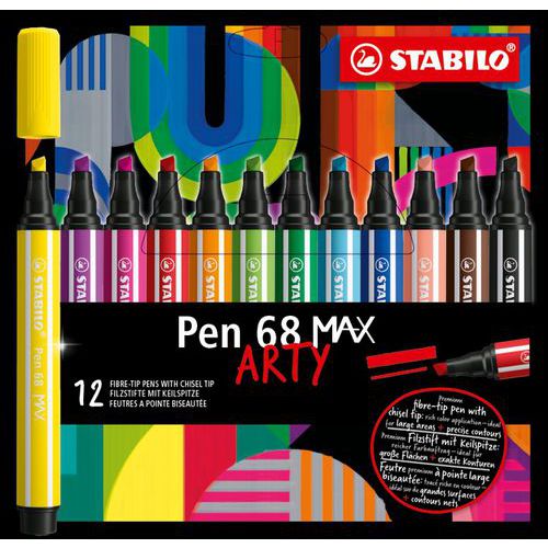 Etui de 12 feutres pointe biseautée STABILO Pen 68 MAX ARTY thumbnail image 1