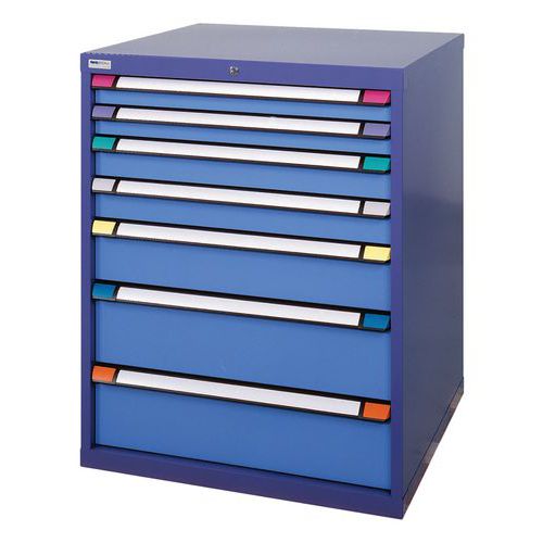 Thurmetall - Armoire d'atelier 7 tiroirs TM Classic - 100x80.5x69.5 cm Bleu Foncé/Clair - Charge 4000kg - Verrouillage à clé