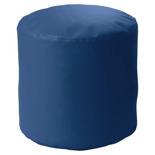 Spouf - Pouf Cylindre Souple Simili Cuir Bleu Ø50cm - Hauteur 46cm - Confortable et Durable