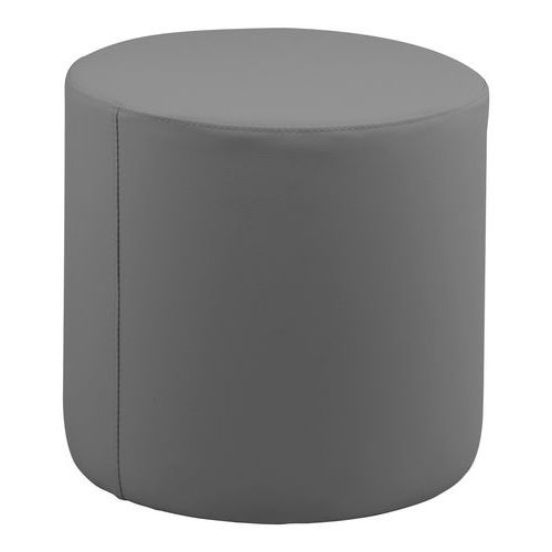 Spouf - Pouf rigide Ø45 cm simili cuir gris - 43 cm hauteur - Confort et style pour votre intérieur