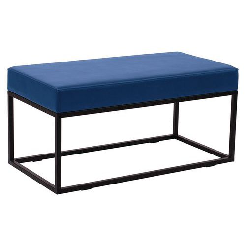Spouf - Banc Nova 90 cm assise simili cuir bleu - Structure métal noir - 2 places - Livré monté