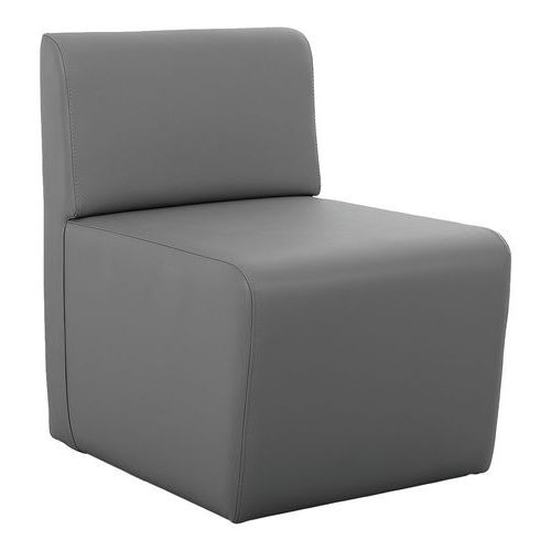 Spouf - Fauteuil Leaf 1 place simili cuir gris - 50x65x70 cm - Usage collectivité, M1