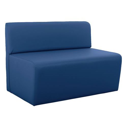 Spouf - Canapé Leaf 2 places simili cuir bleu - 100cm - Usage collectivité, M1