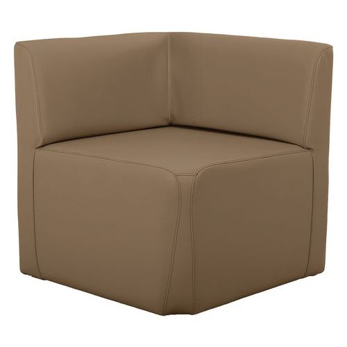 Spouf - Fauteuil d'angle Leaf tissu simili cuir taupe - 65x65x70 cm - Usage collectivité, classement au feu M1
