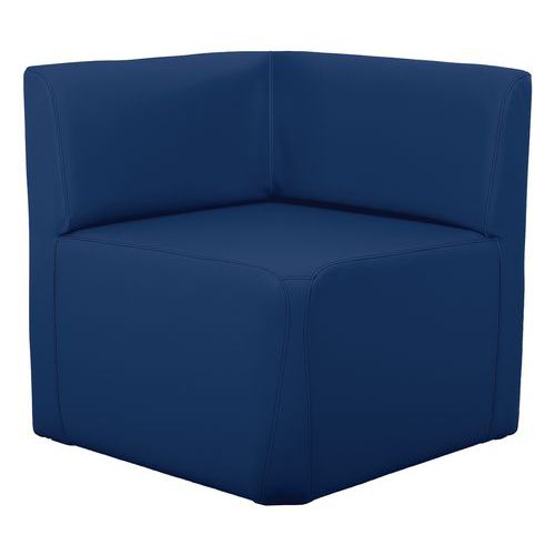 Spouf - Fauteuil d'angle Leaf tissu simili cuir bleu - 65x65x70 cm - Usage collectivité, classement au feu M1