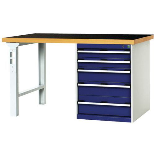 Bott 1 Établi Fixe Cubio Combi Avec 5 Tiroirs - Largeur 150 Cm - Polyrey