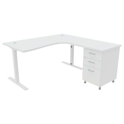 Pack Bureau+caiss Idea Asym. Ret. À Droite 160 Cm Blanc/blanc