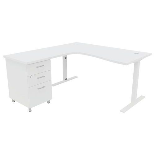 Quadrifoglio - Bureau d'angle IDEA 180 cm Blanc - Retour Gauche - 3 Tiroirs - Finition Mélaminée - Garantie 5 Ans