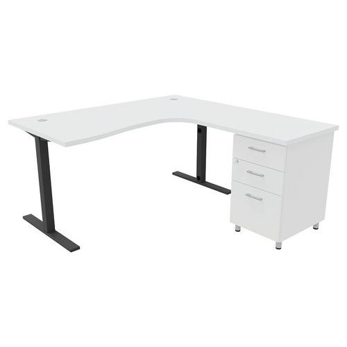 Pack Bureau+caiss Idea Asym. Ret. À Droite 180 Cm Blanc/anthracite