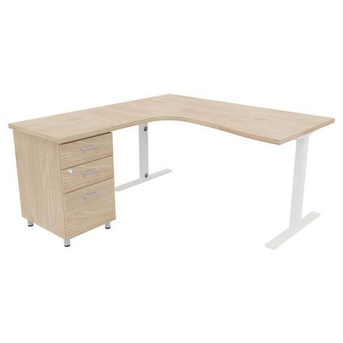 Quadrifoglio - Bureau d'angle IDEA 180cm Orme/Blanc - Retour Gauche - 3 Tiroirs - Garantie 5 ans