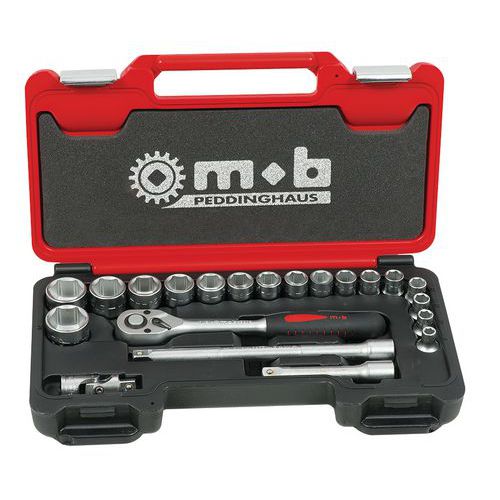 Mob 1 Coffret Box 1/2 21 Pièces, 6 Pans, Cliquet Poire