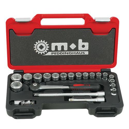 Mob 1 Coffret Box 1/2 21 Pièces, 6 Pans, Cliquet Rond