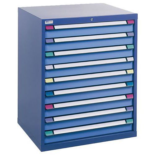 Thurmetall - Armoire d'atelier 9 tiroirs L 805 mm Bleu pigeon/Bleu clair - Acier - Charge 4000 kg - Fermeture à clé