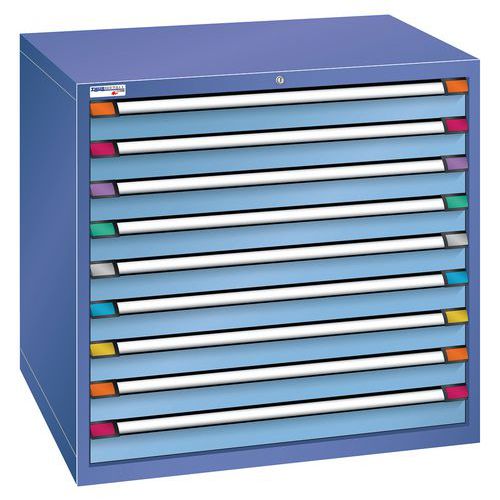 Thurmetall - Armoire d'atelier 9 tiroirs TM Classic - L 1005 mm H 1000 mm - Bleu pigeon/Bleu clair - Acier robuste - Charge 4000 kg